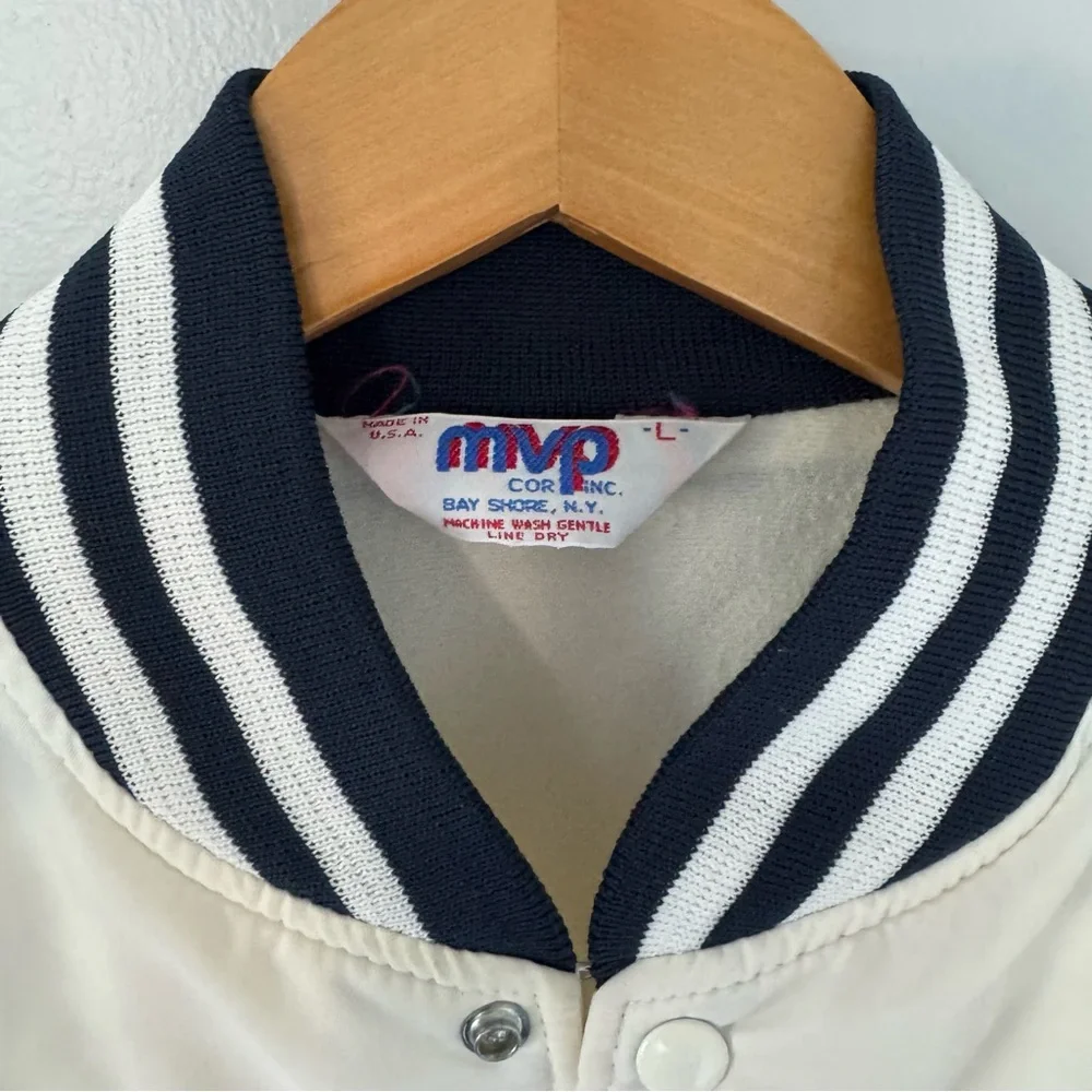 Penn State MVP White and Blue Striped Bomber Jacket - Picture 5 of 7